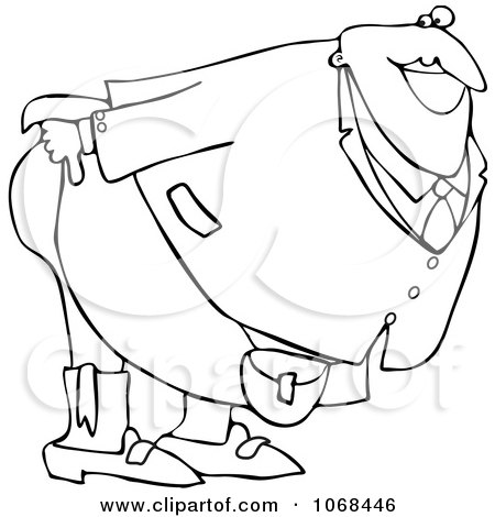 Clipart Outlined Man Mooning And Bending Over - Royalty Free Vector Illustration by djart
