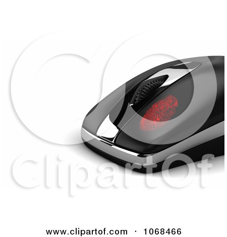 Clipart Red Fingerprint On A 3d Computer Mouse - Royalty Free CGI Illustration by stockillustrations