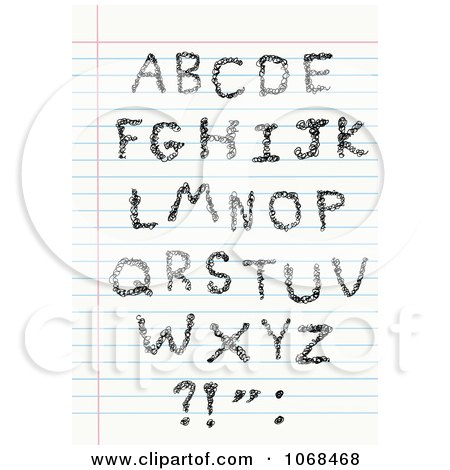 Clipart Capital Sketched Letters On Ruled Paper - Royalty Free Vector Illustration by yayayoyo