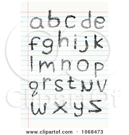 Clipart Lowercase Sketched Letters On Ruled Paper - Royalty Free Vector Illustration by yayayoyo
