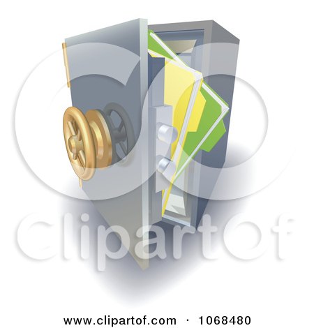 Clipart 3d Files In A Safe Vault - Royalty Free Vector Illustration by AtStockIllustration