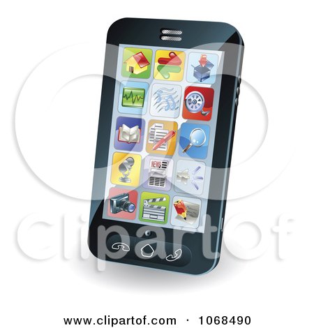 Clipart App Icons On A Smart Phone - Royalty Free Vector Illustration by AtStockIllustration