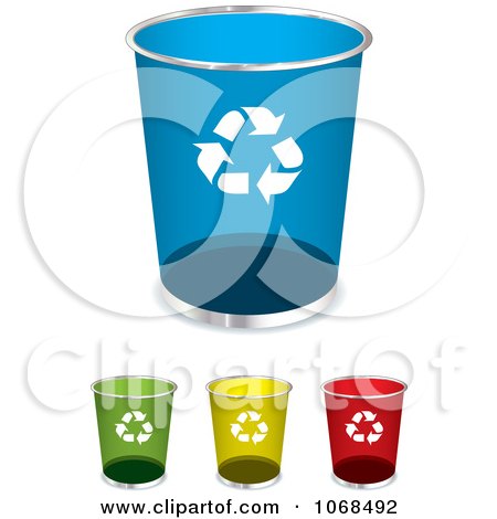 Clipart 3d Round Recycle Bins - Royalty Free Vector Illustration by michaeltravers
