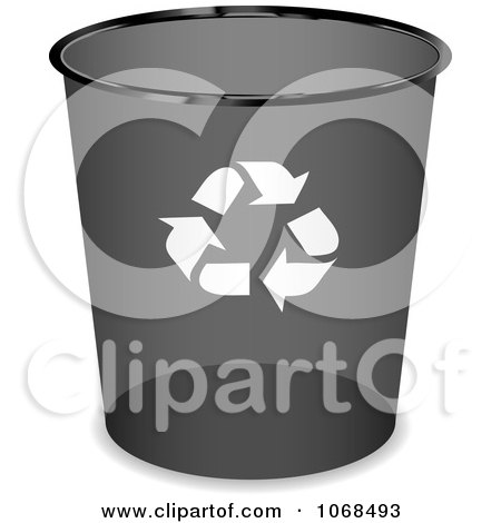 Clipart 3d Round Black Recycle Bin - Royalty Free Vector Illustration by michaeltravers