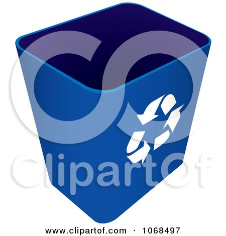 Clipart 3d Blue Recycle Bin - Royalty Free Vector Illustration by michaeltravers