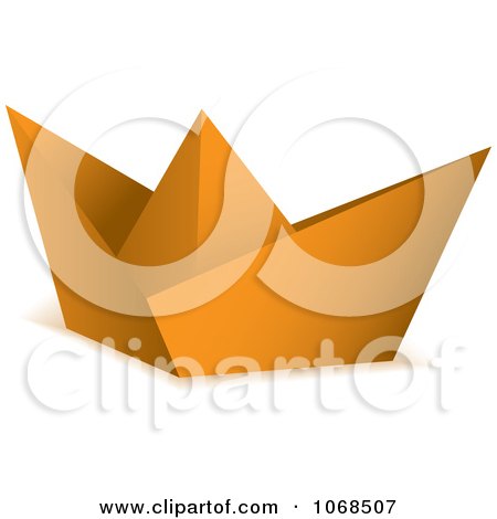Clipart 3d Orange Origami Paper Boat - Royalty Free Vector Illustration by michaeltravers
