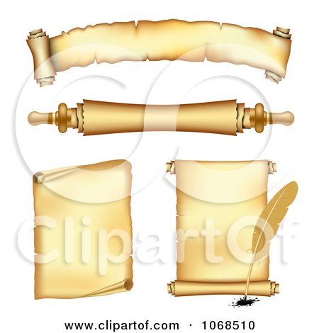 Clipart 3d Parchment Banners And Scrolls - Royalty Free Vector Illustration by vectorace