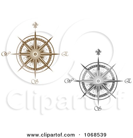 Clipart Silver And Gold Compasses - Royalty Free Vector Illustration by Vector Tradition SM