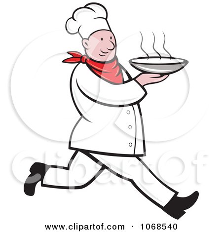 Clipart Running Chef With A Bowl - Royalty Free Vector Illustration by patrimonio
