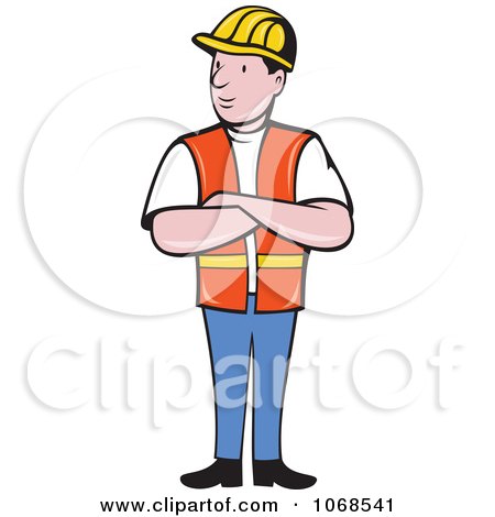 Clipart Construction Worker With Folded Arms - Royalty Free Vector Illustration by patrimonio
