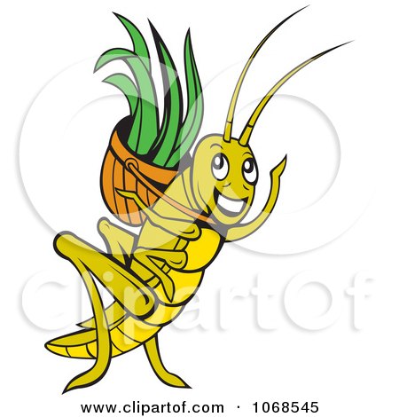 Clipart Grasshopper With A Basket - Royalty Free Vector Illustration by patrimonio