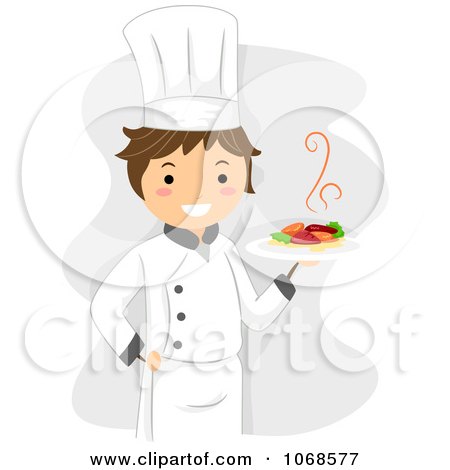 Clipart Chef Holding A Plate - Royalty Free Vector Illustration by BNP Design Studio