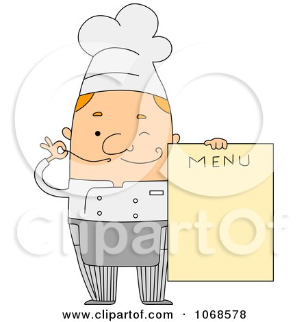 Clipart Winking Chef Holding A Menu - Royalty Free Vector Illustration by BNP Design Studio