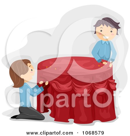 Clipart Restaurant Workers Setting A Table - Royalty Free Vector Illustration by BNP Design Studio