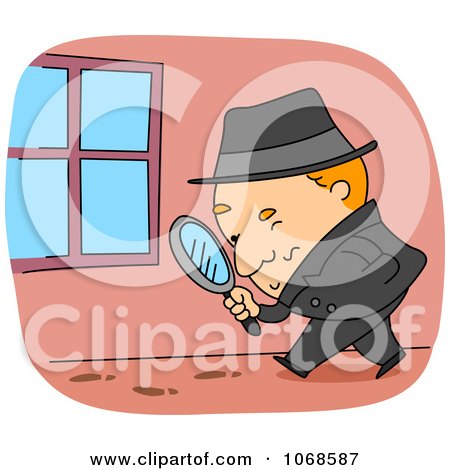 Clipart Detective Following Tracks - Royalty Free Vector Illustration by BNP Design Studio