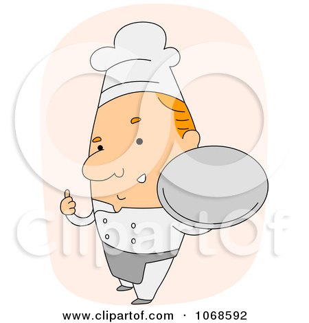 Clipart Chef Holding Up A Platter - Royalty Free Vector Illustration by BNP Design Studio