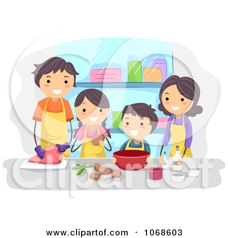 Family Cooking Together Posters, Art Prints
