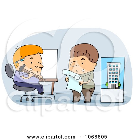 Clipart Architects Working In An Office - Royalty Free Vector Illustration by BNP Design Studio