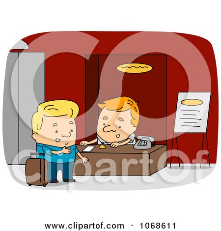 Clipart Receptionist Assisting A Man - Royalty Free Vector Illustration by BNP Design Studio