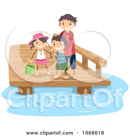 Clipart Dad Fishing With His Kids - Royalty Free Vector Illustration by BNP Design Studio