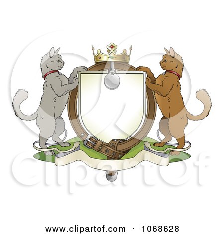 Clipart Cat Coat Of Arms Shield - Royalty Free Vector Illustration by AtStockIllustration