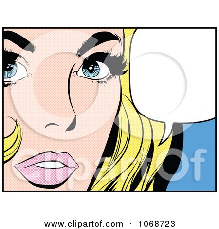 Clipart Pop Art Blond Woman Talking - Royalty Free Vector Illustration by brushingup