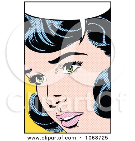 Clipart Pop Art Black Haired Woman Talking 1 - Royalty Free Vector Illustration by brushingup