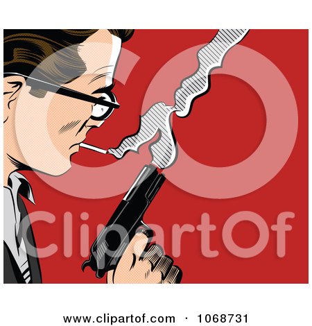 Clipart Pop Art Man With A Gun - Royalty Free Vector Illustration by brushingup