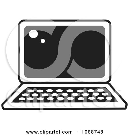 Clipart Black And White Laptop Icon - Royalty Free Vector Illustration by Rosie Piter