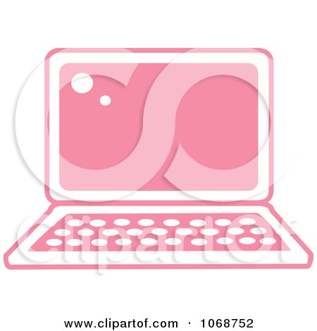Clipart Pink And White Laptop Icon - Royalty Free Vector Illustration by Rosie Piter