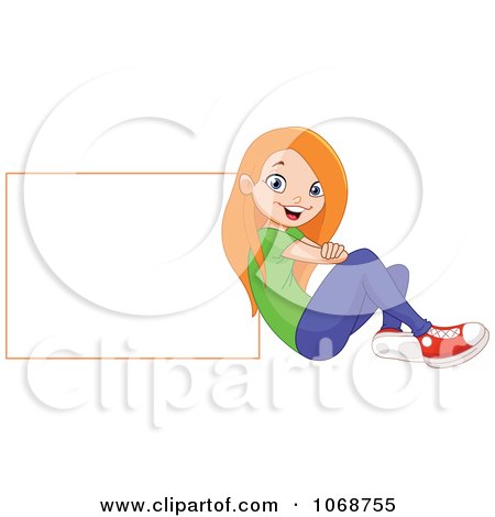Clipart Red Haired Girl And Sign - Royalty Free Vector Illustration by yayayoyo