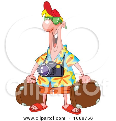 Clipart Male Tourist With Luggage - Royalty Free Vector Illustration by yayayoyo
