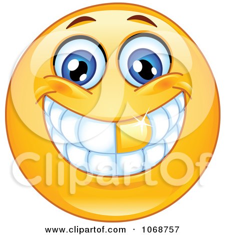 Clipart Emoticon With A Gold Tooth - Royalty Free Vector Illustration by yayayoyo