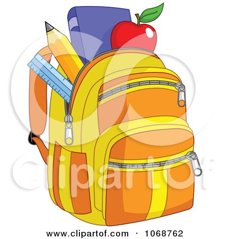 Clipart School Bag With Items - Royalty Free Vector Illustration by yayayoyo