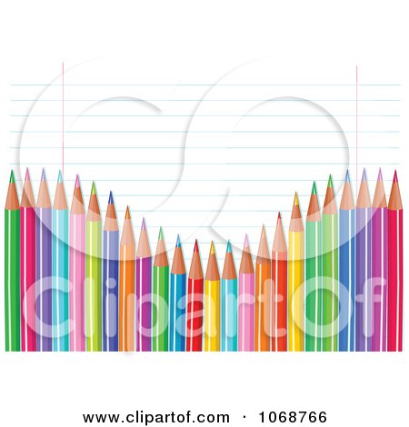 Clipart Ruled Paper And Colored Pencil Background - Royalty Free Vector Illustration by Pushkin