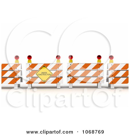 Clipart 3d Under Construction Sign And Barriers - Royalty Free CGI Illustration by stockillustrations