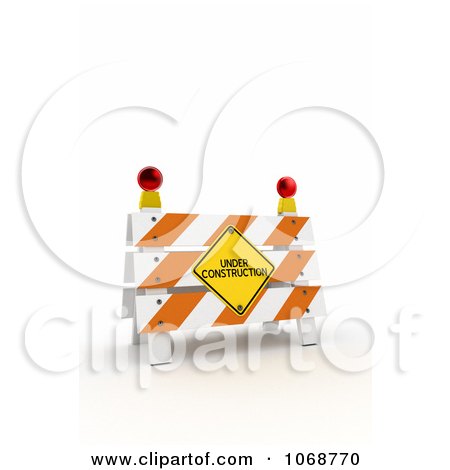 Clipart 3d Under Construction Sign And Barrier - Royalty Free CGI Illustration by stockillustrations