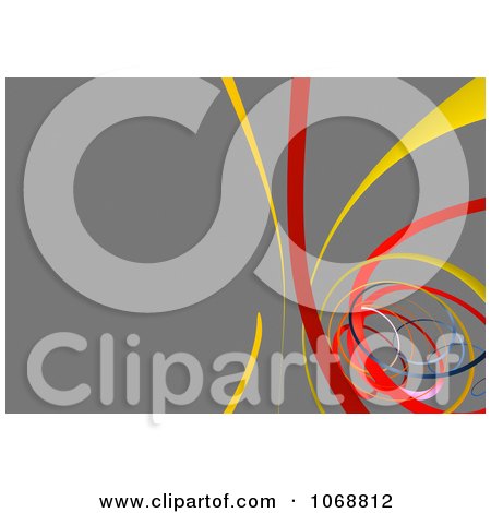 Clipart Gray Background With Colorful Swooshes - Royalty Free CGI Illustration by chrisroll