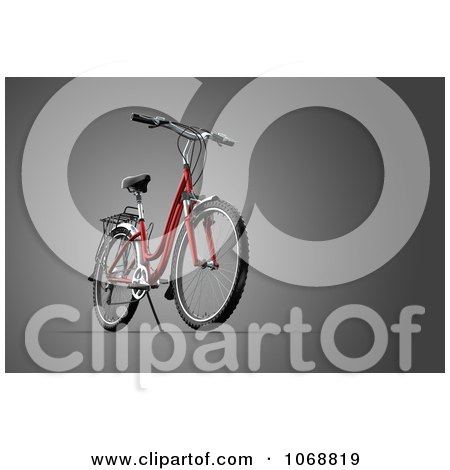 Clipart 3d Red Mountain Bike On Grey - Royalty Free CGI Illustration by chrisroll