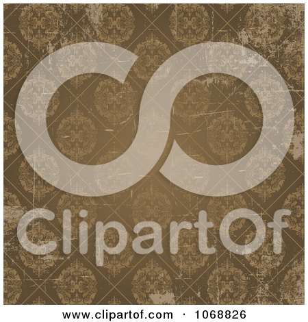 Clipart Grungy Brown Damask Diamond Background - Royalty Free Vector Illustration by KJ Pargeter