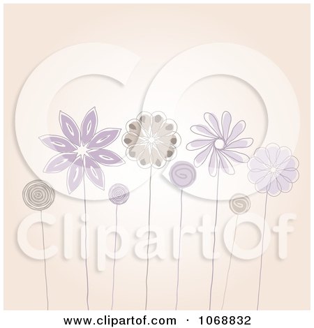 Clipart Sketchy Flowers On A Beige Background - Royalty Free Vector Illustration by KJ Pargeter