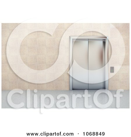 Clipart 3d Chrome Elevator In A Lobby 1 - Royalty Free CGI Illustration by stockillustrations