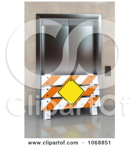 Clipart 3d Barrier Sign And Broken Elevator - Royalty Free CGI Illustration by stockillustrations