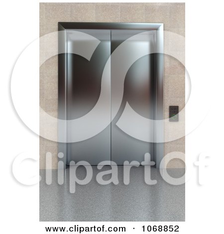 Clipart 3d Chrome Elevator In A Hallway - Royalty Free CGI Illustration by stockillustrations