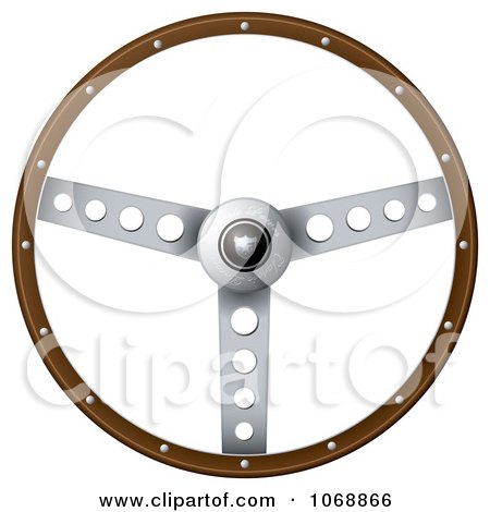 Clipart 3d Vintage Steering Wheel - Royalty Free Vector Illustration by michaeltravers