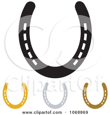 Clipart Gold Bronze Silver And Black Horseshoes - Royalty Free Vector Illustration by michaeltravers