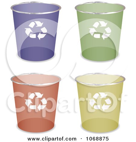 Clipart 3d Round Recycle Cans - Royalty Free Vector Illustration by michaeltravers