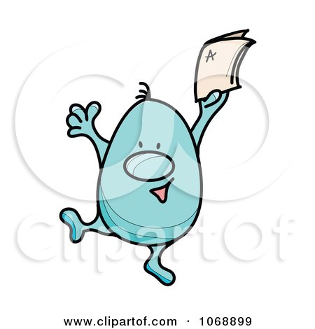 Clipart Roundy Guy Celebrating An A Grade - Royalty Free Vector Illustration by MilsiArt
