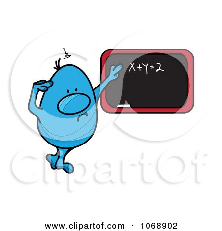 Clipart Roundy Guy Pondering Over Algebra - Royalty Free Vector Illustration by MilsiArt