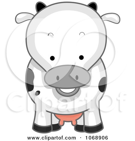 Clipart Cute Cow From The Front - Royalty Free Vector Illustration by BNP Design Studio